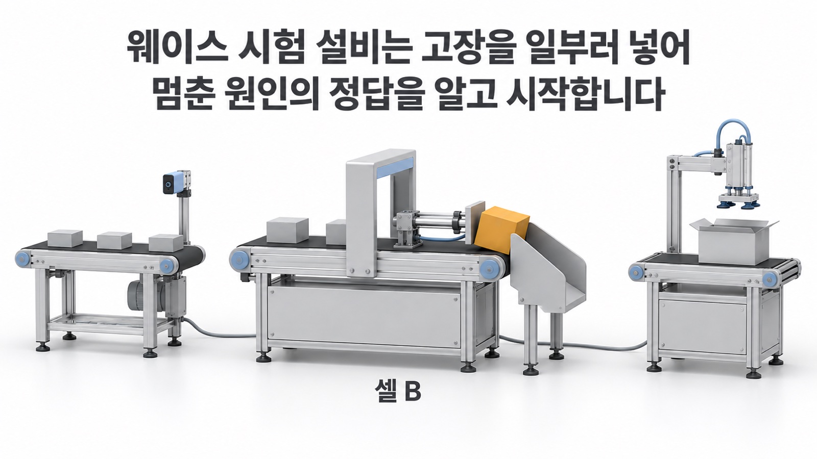 웨이스 시험 설비는 고장을 일부러 넣어 멈춘 원인의 정답을 알고 시작합니다