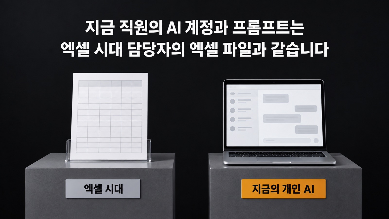 지금 직원의 AI 계정과 프롬프트는 엑셀 시대 담당자의 엑셀 파일과 같습니다