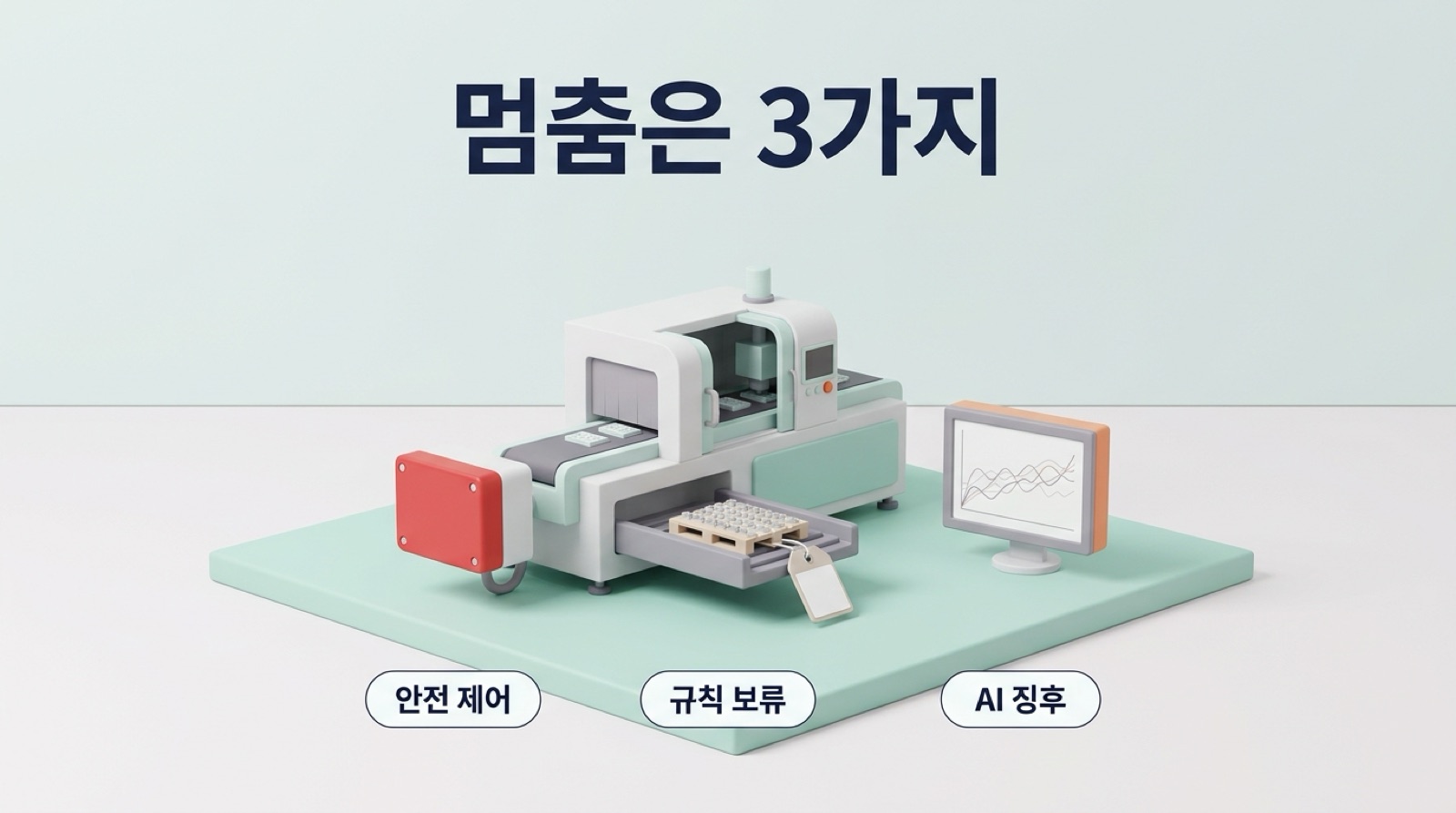 안전을 위한 멈춤은 안전 제어가, 기준 이탈 보류는 규칙이, 관리도로 안 보이는 징후는 AI가 먼저 찾습니다
