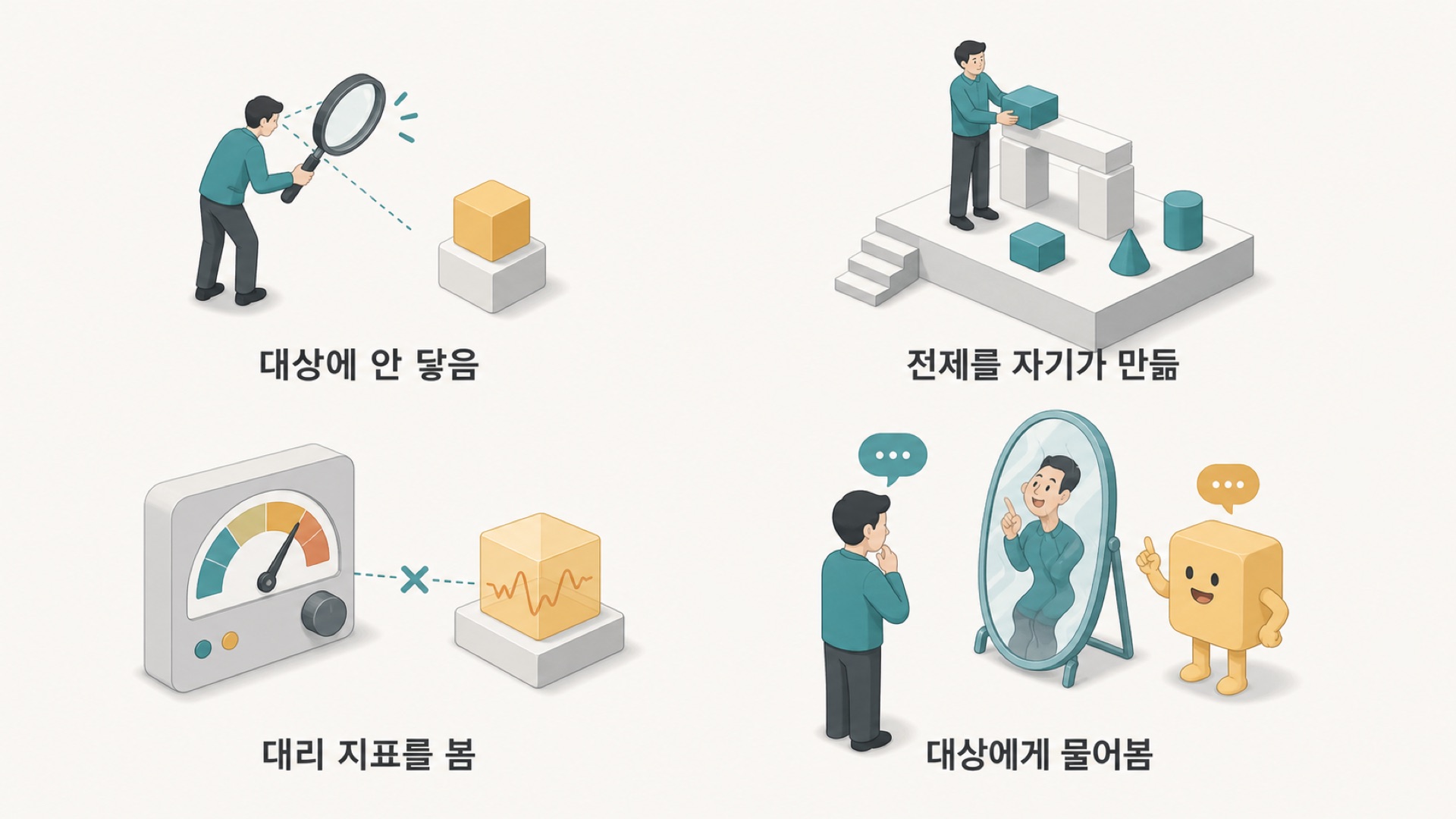 검사가 대상에 닿지 않는 네 가지 방식