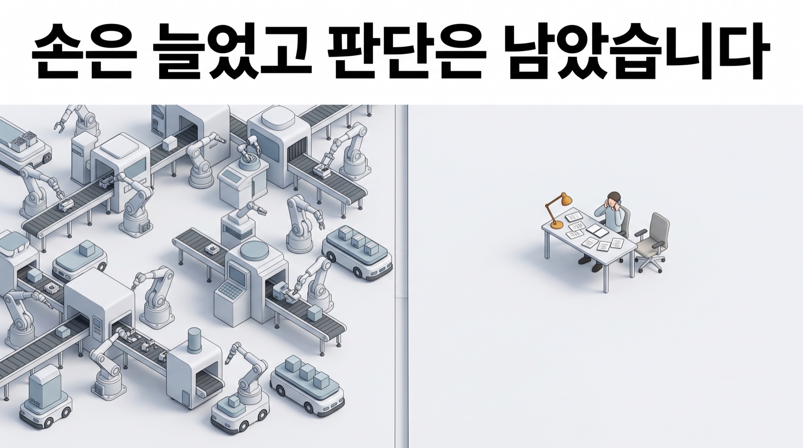 장비가 늘어난 쪽과 판단이 남은 쪽이 한 공장 안에 나란히 있습니다