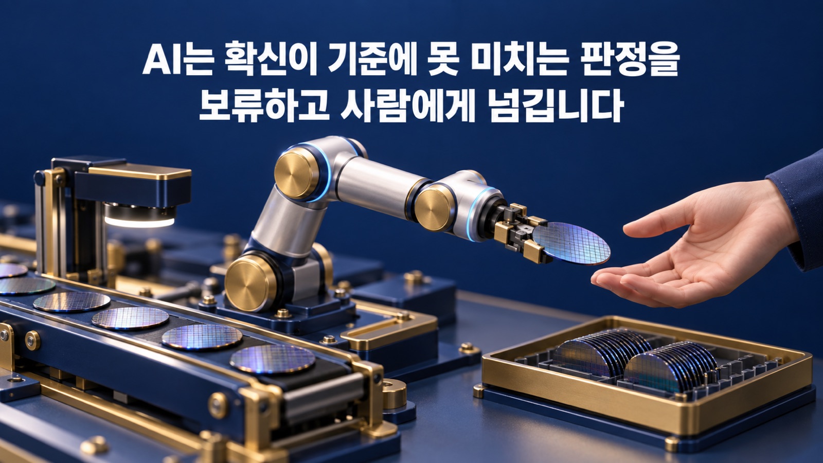 AI는 확신이 기준에 못 미치는 판정을 자동으로 처리하지 않고 보류해 사람에게 넘깁니다